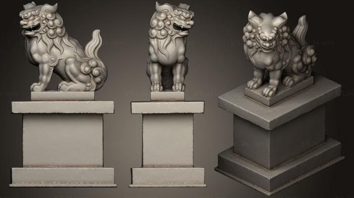 Статуэтки львы тигры сфинксы (Два Комайну 6, STKL_0264) 3D модель для ЧПУ станка